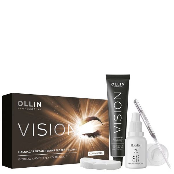 VISION SET for coloring eyebrows and eyelashes (Brown) OLLIN 20 ml